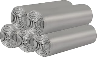 5 Rolls Small Trash Bags - 100 Counts Durable 4 Gallon Small Garbage Bags for home office kitchen Bathroom Bedroom Trash Can liners（Silver）