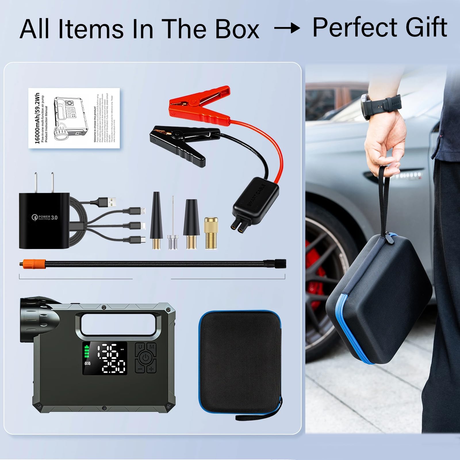 Jump Starter & Air Compressor - 16000mAh -7 Jump Starter & Air Compressor - 16000mAh -7