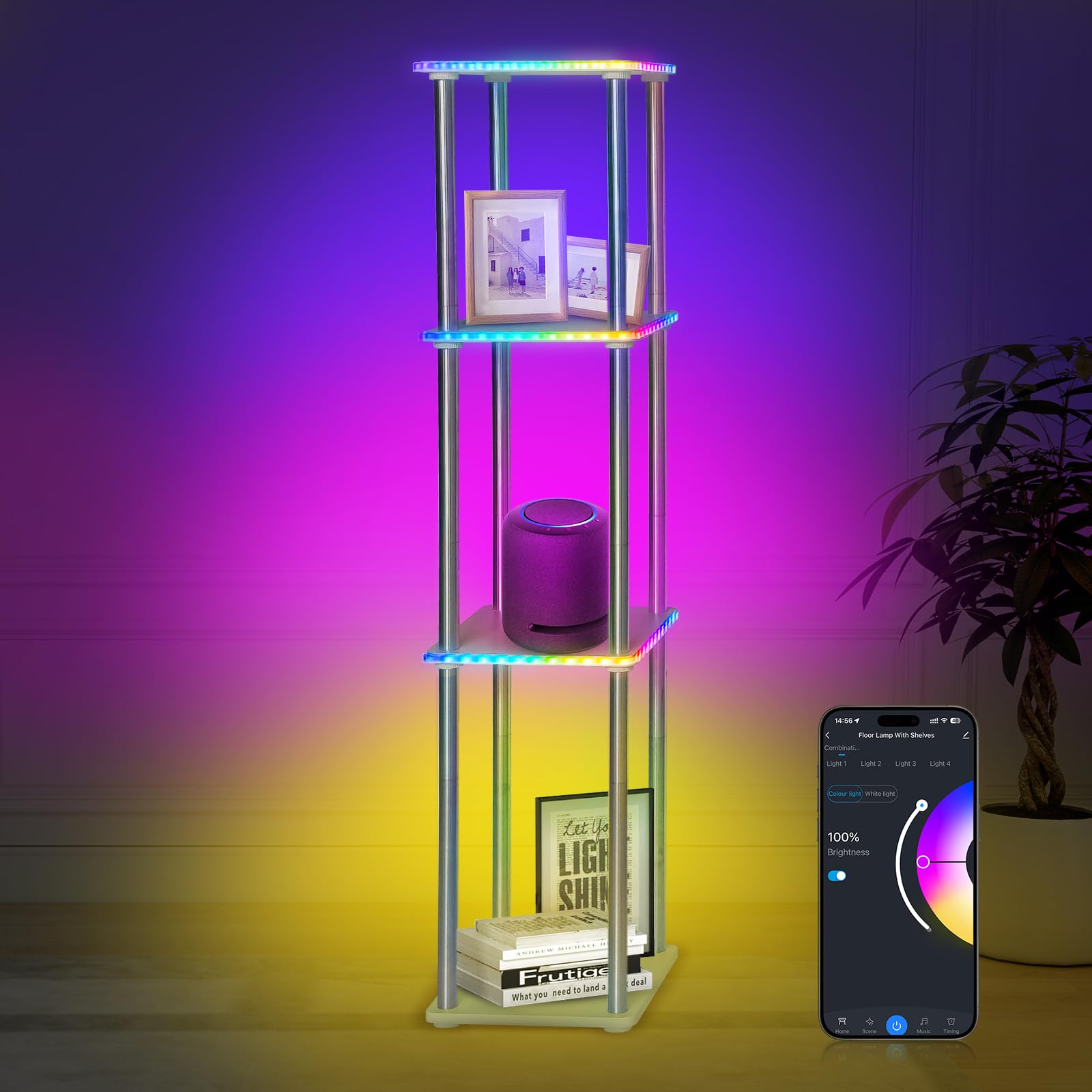 Estantería esquinera moderna de 54.3 pulgadas ideal para plantas y salones
