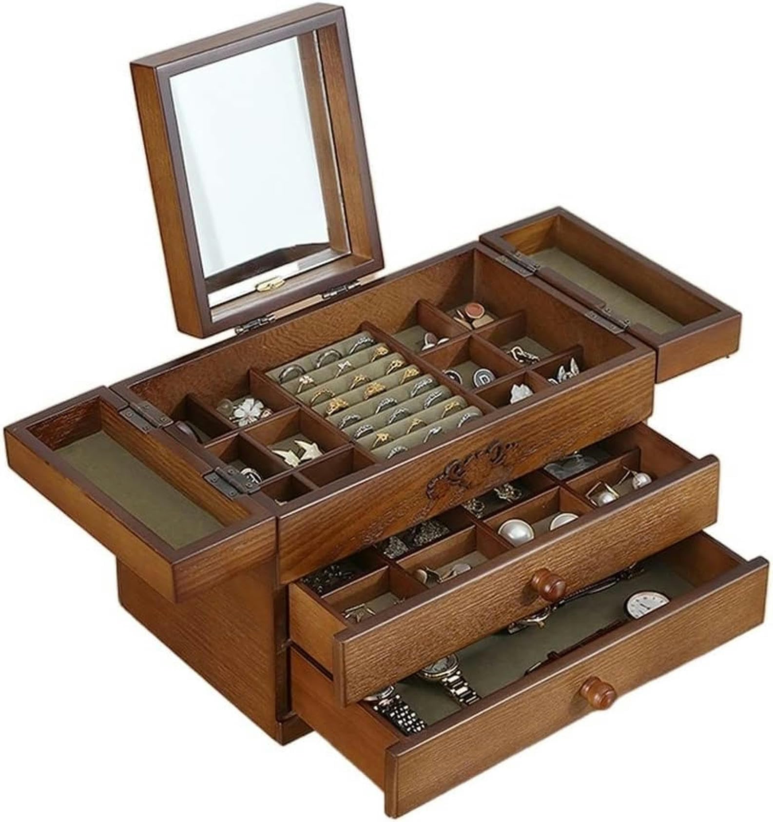 Boîte à bijoux en bois CNPRAZ à 3 niveaux : le cadeau idéal pour femme