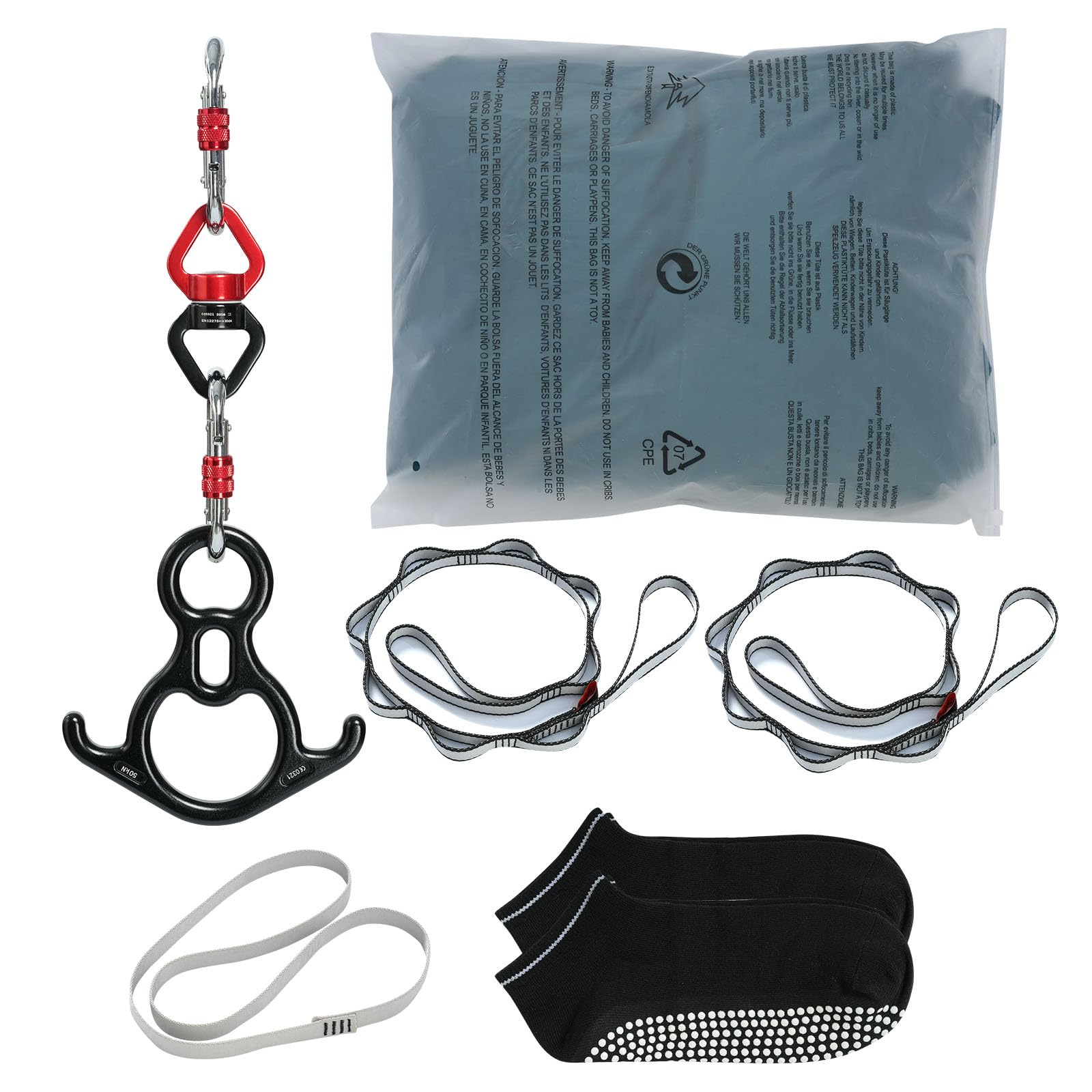 VEVOR Altalena per Yoga e Seta Aerea, 8,7 iarde, Kit Amaca in Nylon 100 g/m², Hardware Completo, Verde