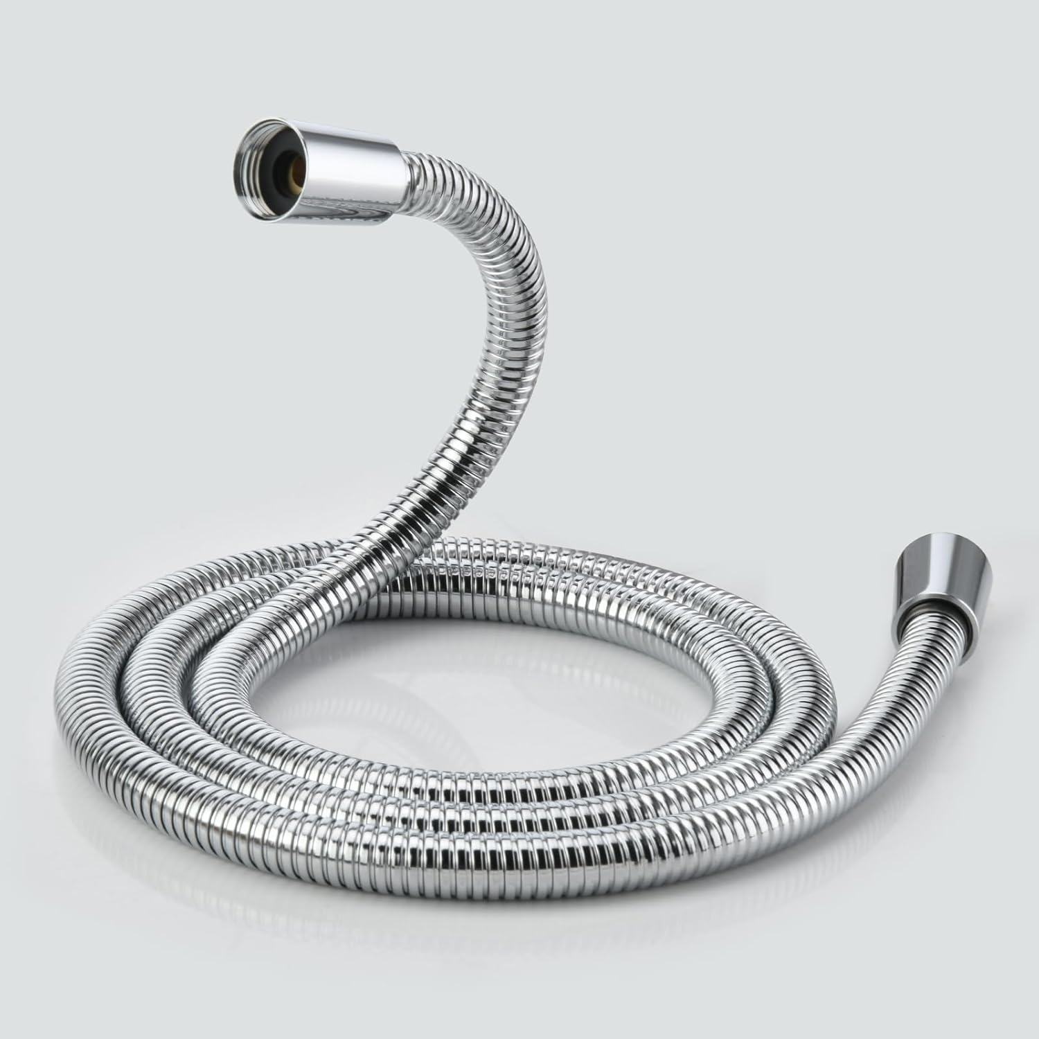 INAVAMZ 71-Inch Silver Metal Shower Hose with Dual Cone Anti-Tangle Nuts: 304 Stainless Steels Design, Universal G1/2 Connector for Outdoor/Indoor Use -Suit for Home Gardening, Washing, Showering