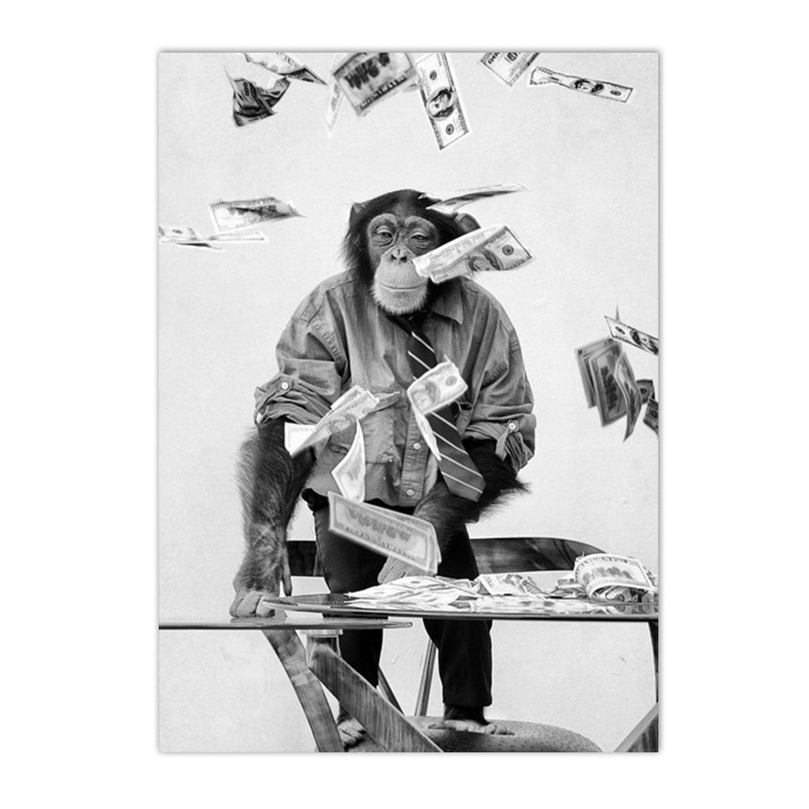 Simpatica e divertente scimmia seduta sul water che legge il giornale, stampa su tela / arte murale con animali divertenti / opera d'arte con scimmie / umorismo sul water - Italia