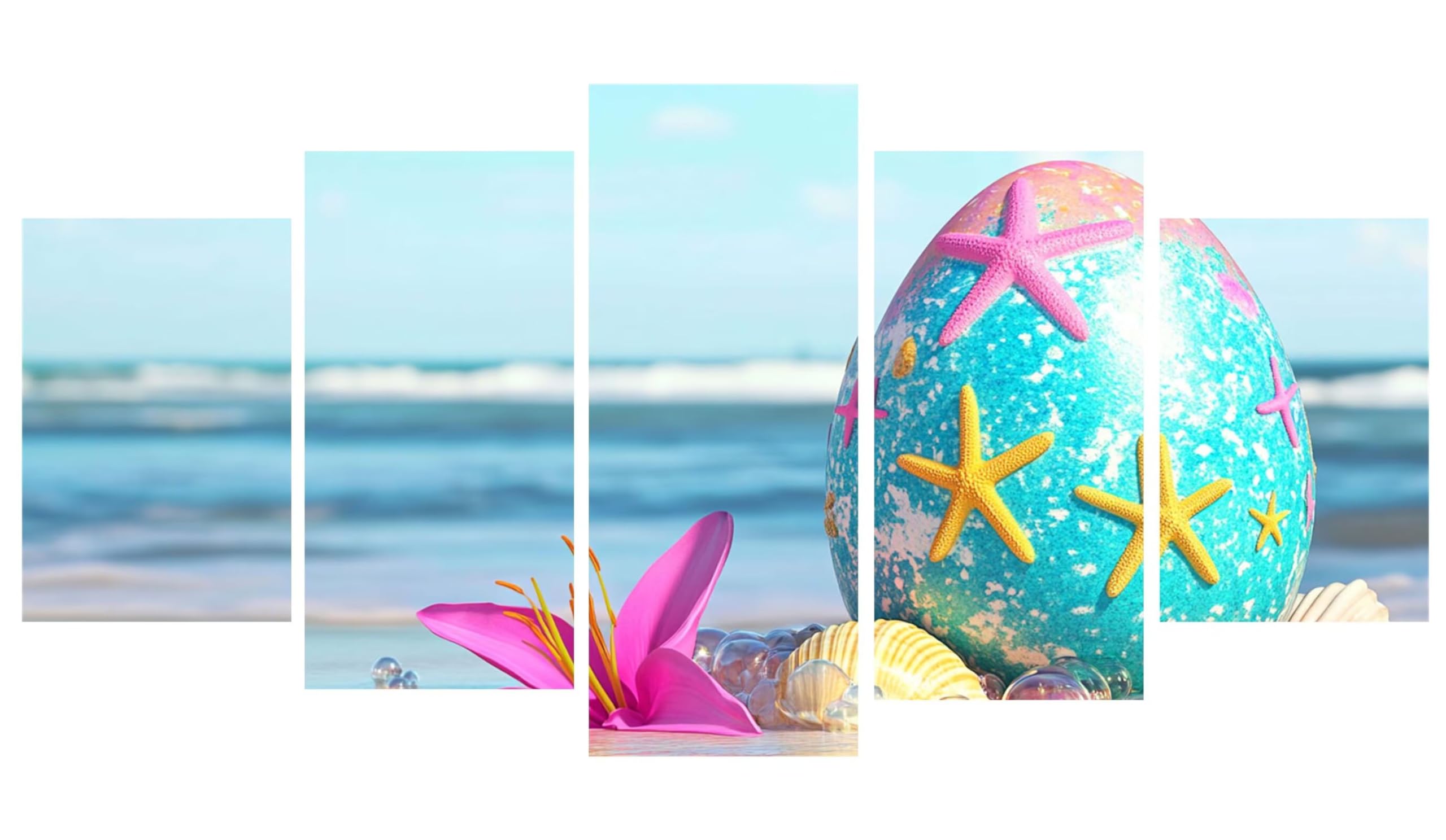 5D Diamentowe Malarstwo 5 Sztuk Plaża Wielkanoc Diament Malarstwo Dla Dorosłych, Haft Diament Malarstwo Dorosły Duży Format Puzzle Sztuka, Ścieg krzyżykowy Zestaw Rzemiosła Do Dekoracji Ściennej