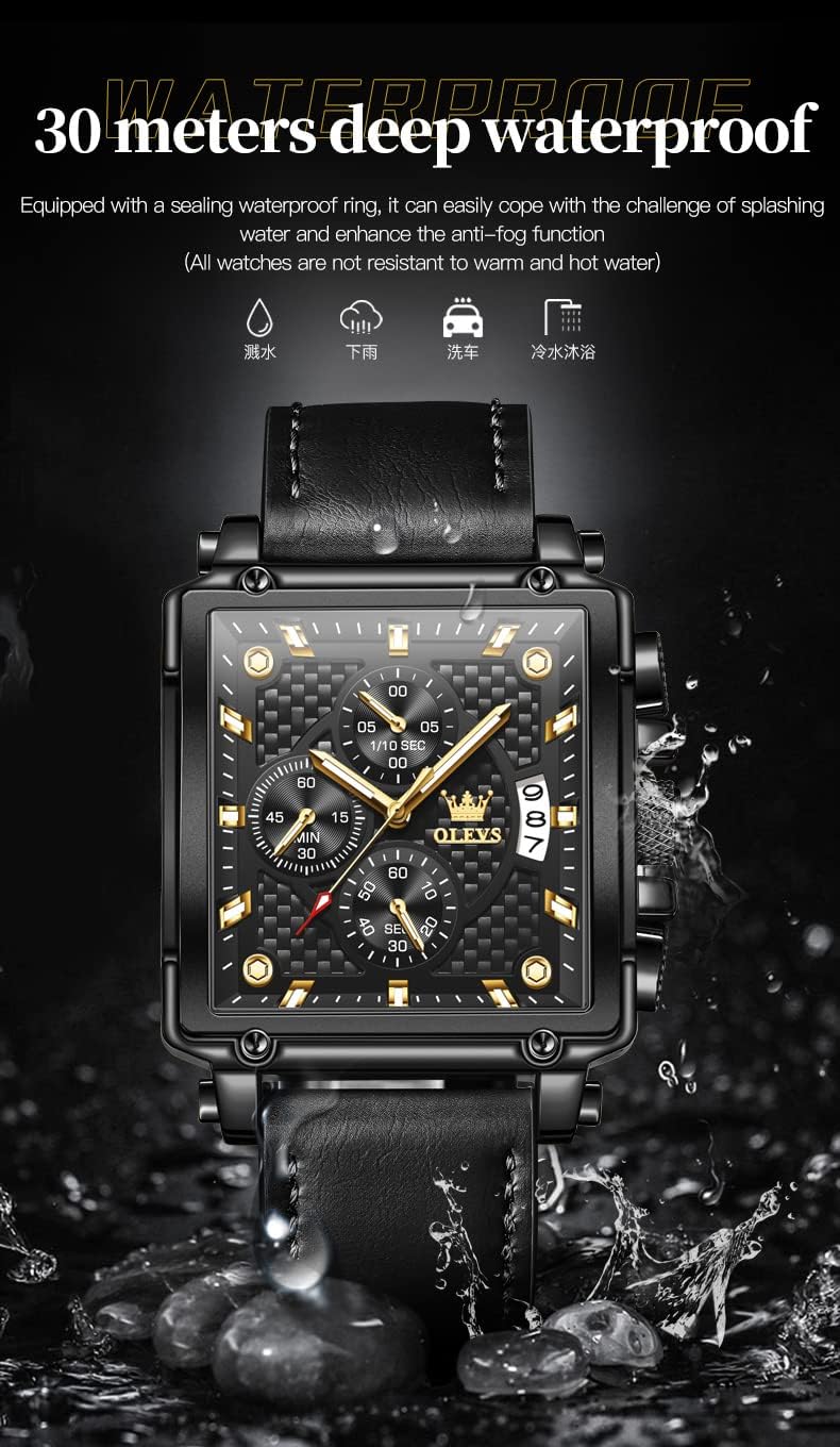OLEVS Stylish Wrist Watch for Men,Silicone Strap Men Watches,Pro Diver Stainless Steel Chronograph Watch,Waterproof Date Dress Watch for Man,Large Face Male Watch - Image 7