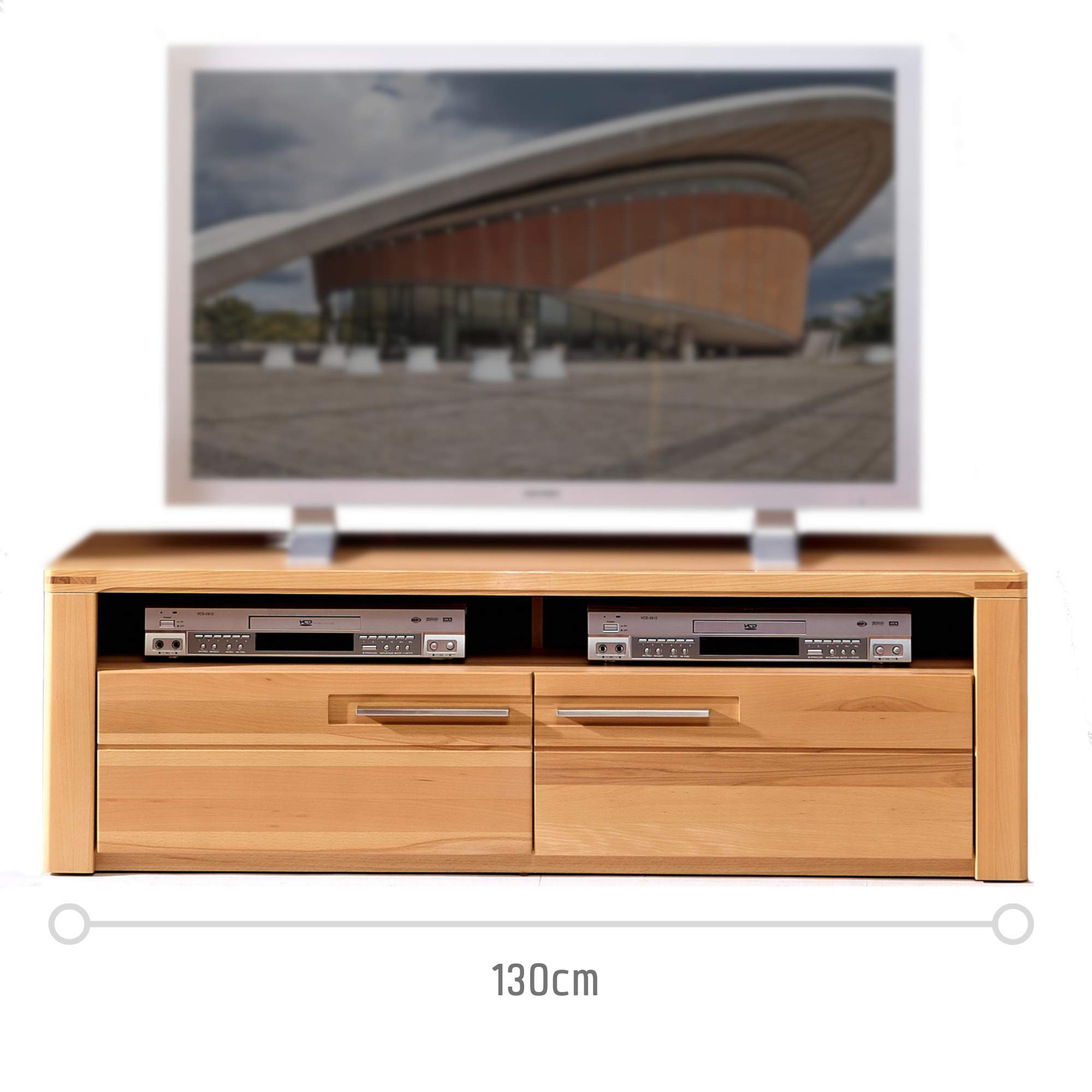 Stella Trading Nature Plus TV-Board teil-massiv aus Kernbuchenholz - hochwertiges Low-Board für Ihr Wohnzimmer - 130 x 40 x 45 cm (B/H/T)