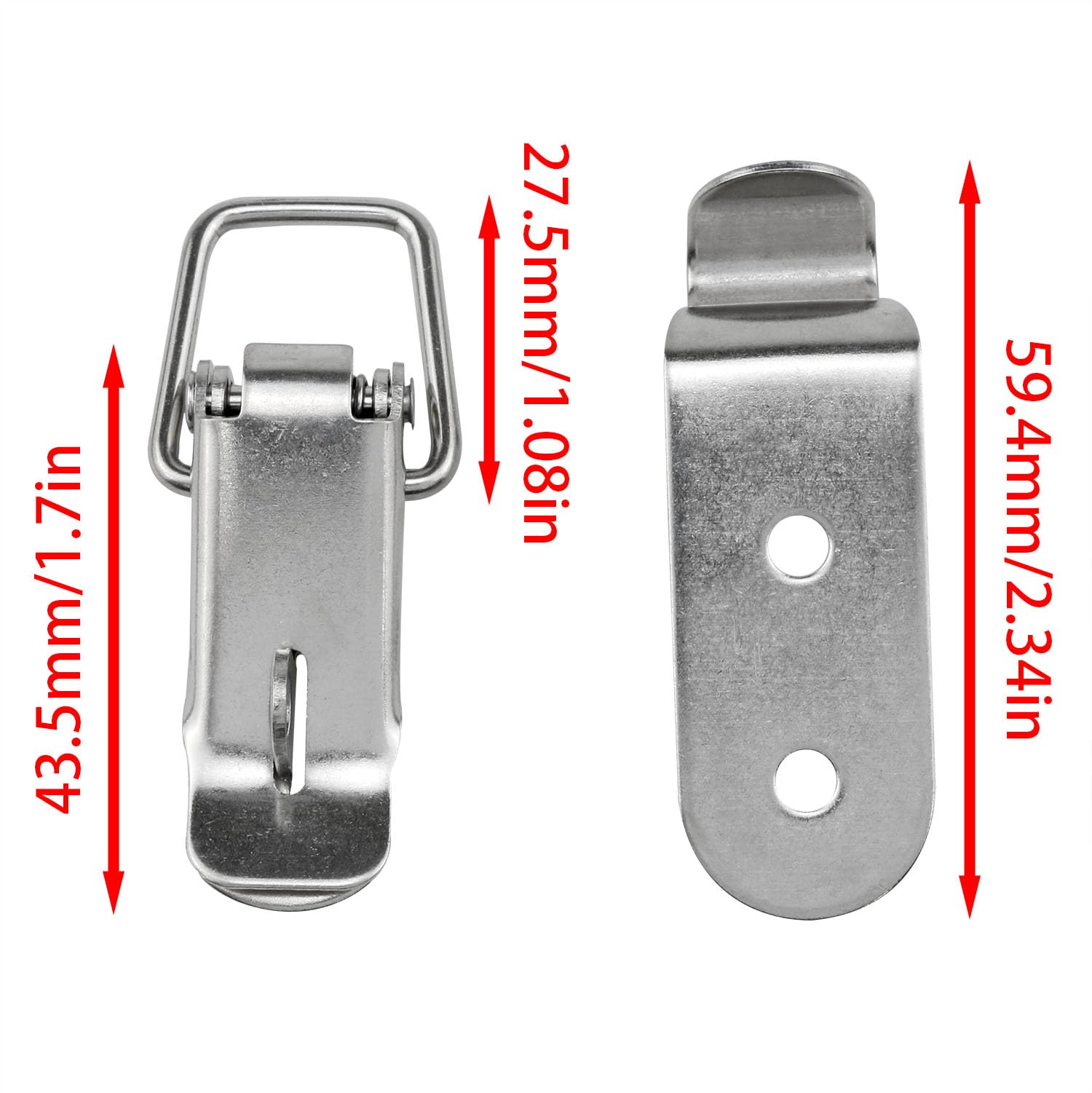 Lot de 4 verrous de verrouillage à 90 degrés en acier inoxydable pour boîte à outils et ferrures de verrouillage d'armoire, verrouillage d'angle à 90 degrés pour portes d'armoires, armoires de grange