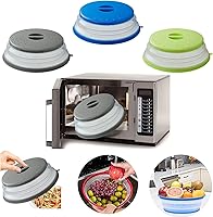 Vista 5 de Cubierta para salpicaduras de microondas ventilada para alimentos, protector de salpicaduras y colador de cocina para frutas y verduras, cubierta
