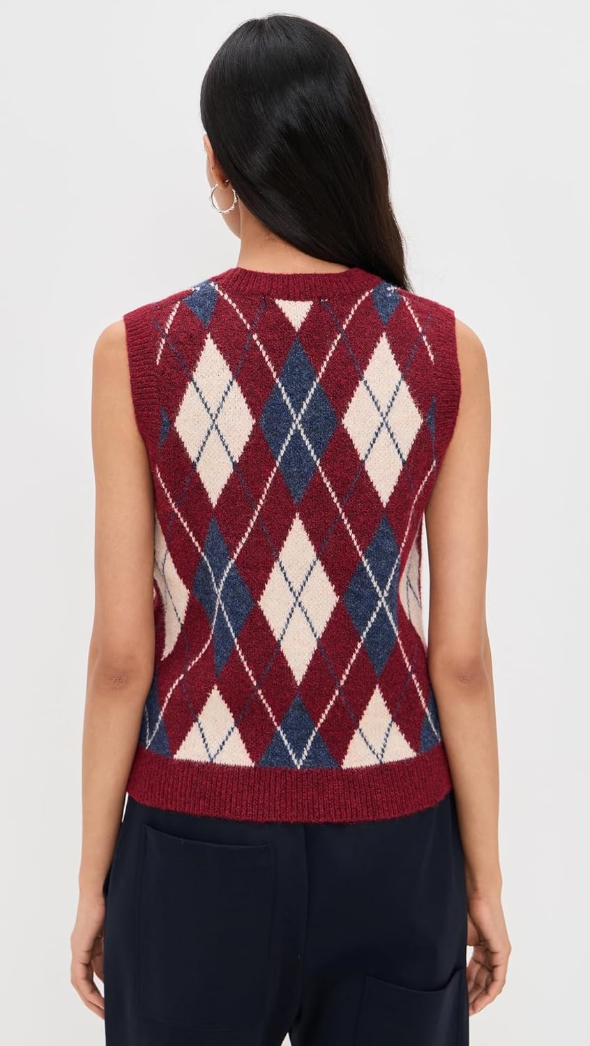 Another Girl Women's Argyle Knit Tank Sweater Vest - Image 3
