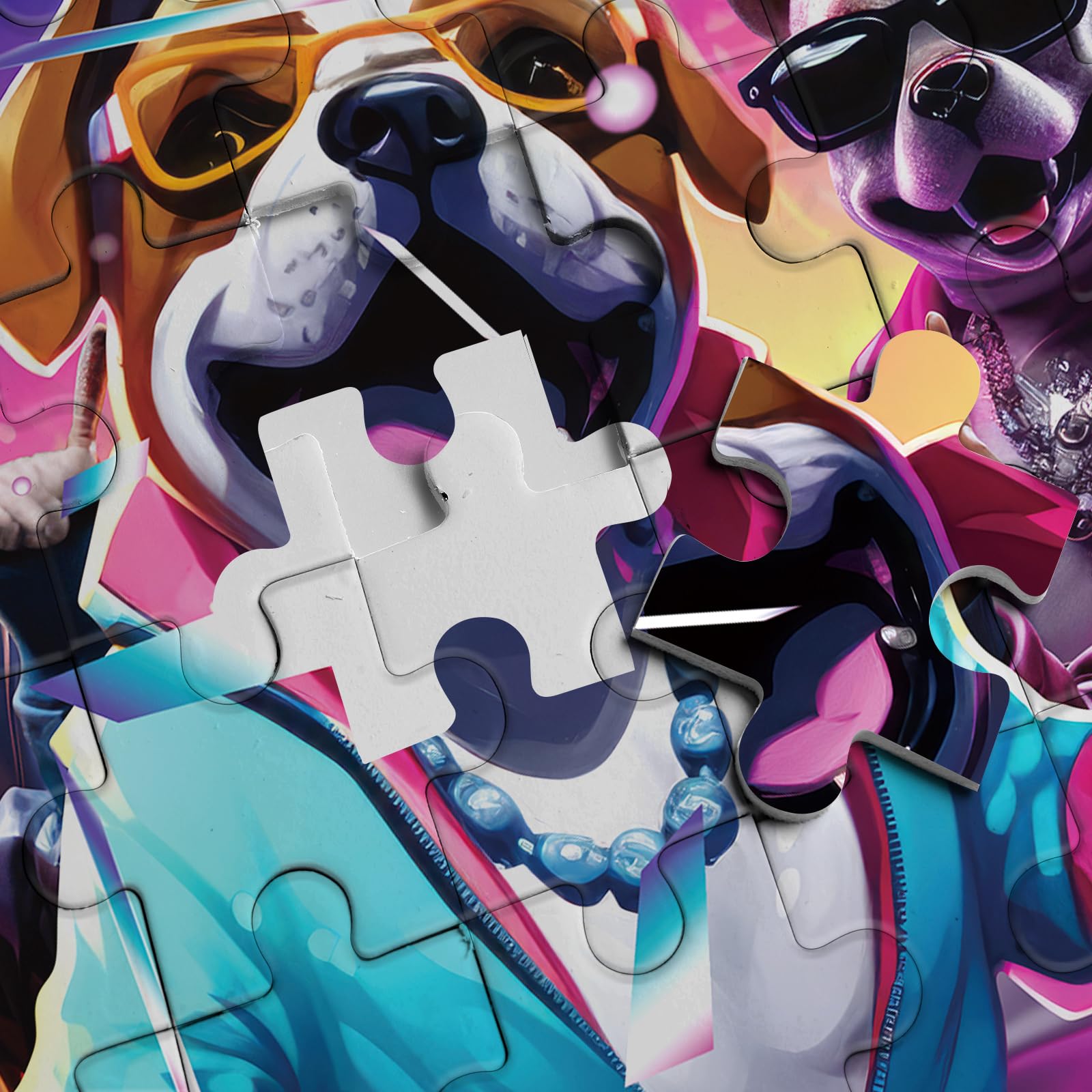 Funny Dog Puzzles 1000 Pieces For Adults - Hip Hop Dancing Bulldog Collage Jigsaw Puzzle - View #10