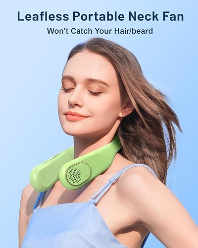 Miniatura 2 de SWEETFULL Ventilador de cuello portátil de enfriamiento de 360, ventilador personal sin aspas, sin torsión de pelo, ventilador recargable USB de