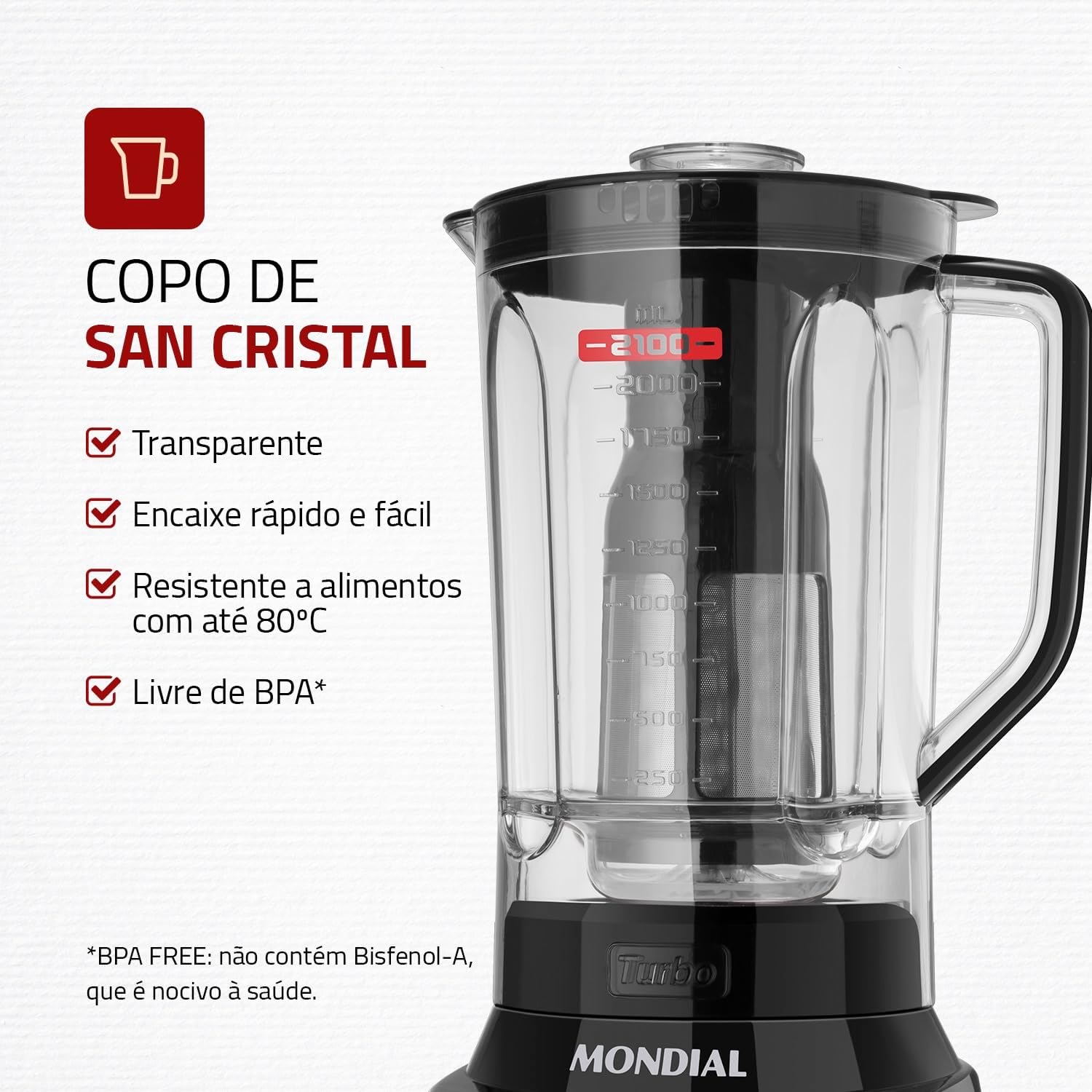 Liquidificador Turbo, Mondial, Preto/Inox, 1200W, 220V - L-1200 BI