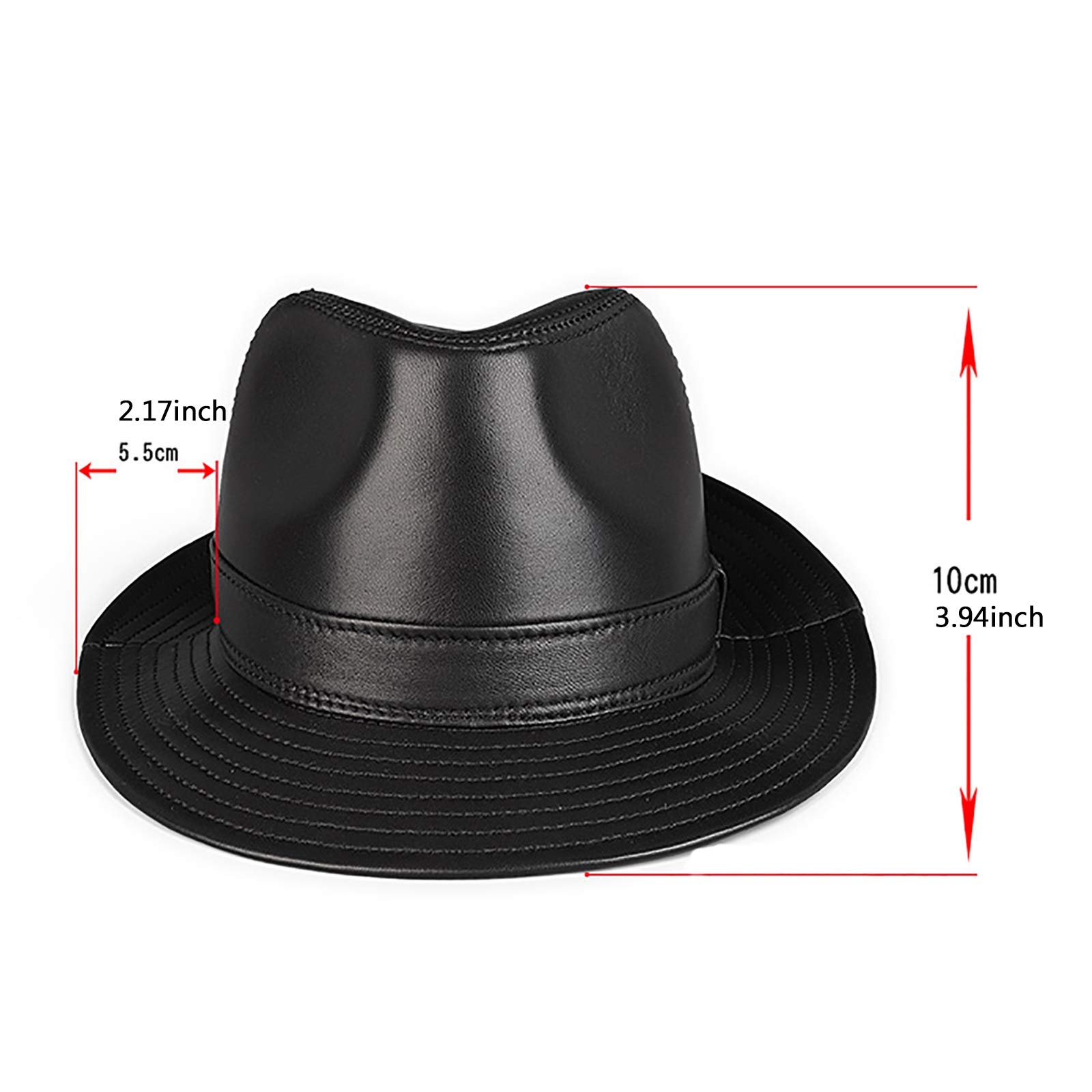 Sombreros de invierno, Hombres Sheeepskin Fedora Trilby Hat Jazz Cap Cuero Black Fiesta Bowler Casual Big Brim Gentleman Sombreros