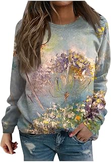 KEXIMIXUE Personalised T Shirt UK Festival Pullovers Plus Size Homewear Soft Elegan Pullover Long Sleeve Print Fit Crewneck Top