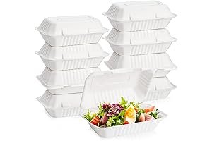 Lawei 50 Pack Disposable To Go Containers with Hinged Lid