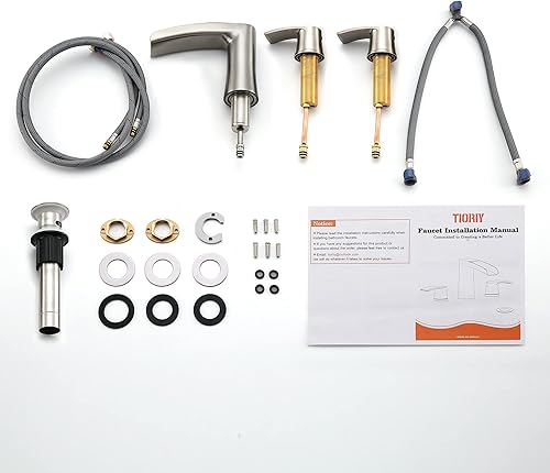 Miniatura 8 de Waterfall Bathroom Faucets with Drain - 2 Handles Bathroom Sink Faucet for 3 Holes Sink Brushed Nickel Widespread Bathroom Faucet with Pop Up Sink