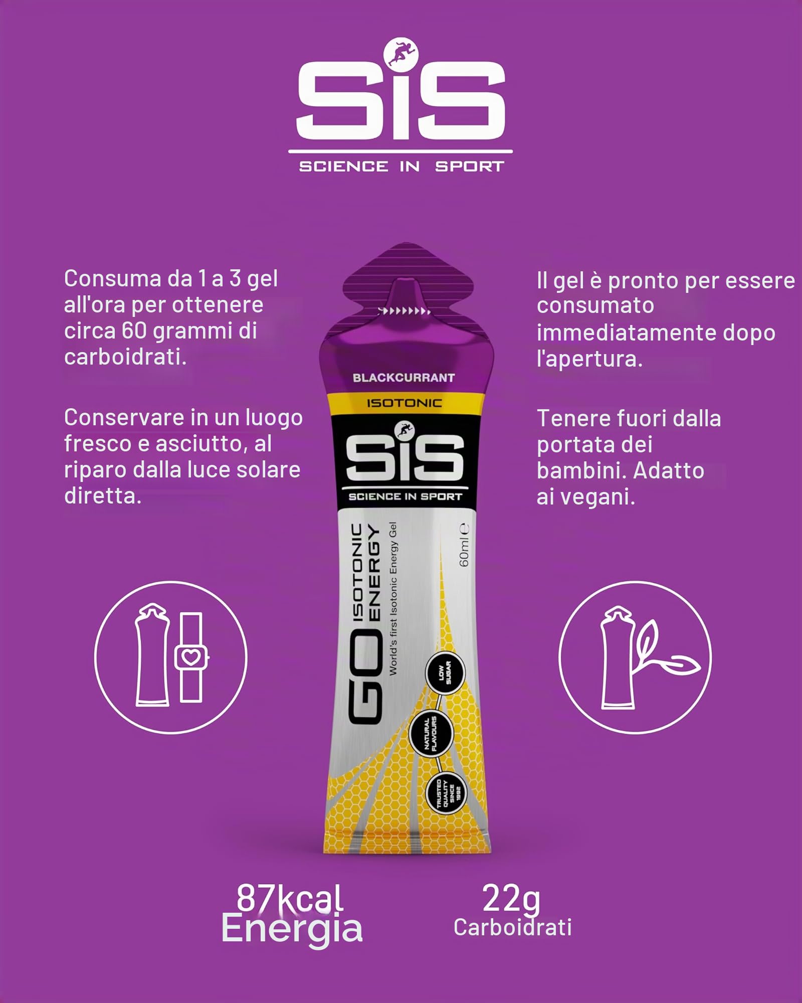 Science in Sport GO Isotonic Energy Gel 30 x 60ml Tropicale, Vegano - Gel energetico con 22g di carboidrati, Ottima fonte di energia, Alternativa ideale alle bevande isotomiche