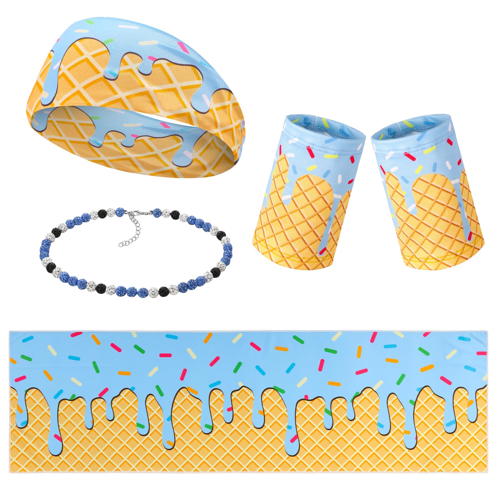 4 Pcs Ice Cream Drip Baseball Accessories Baseball Headband and Wristbands
