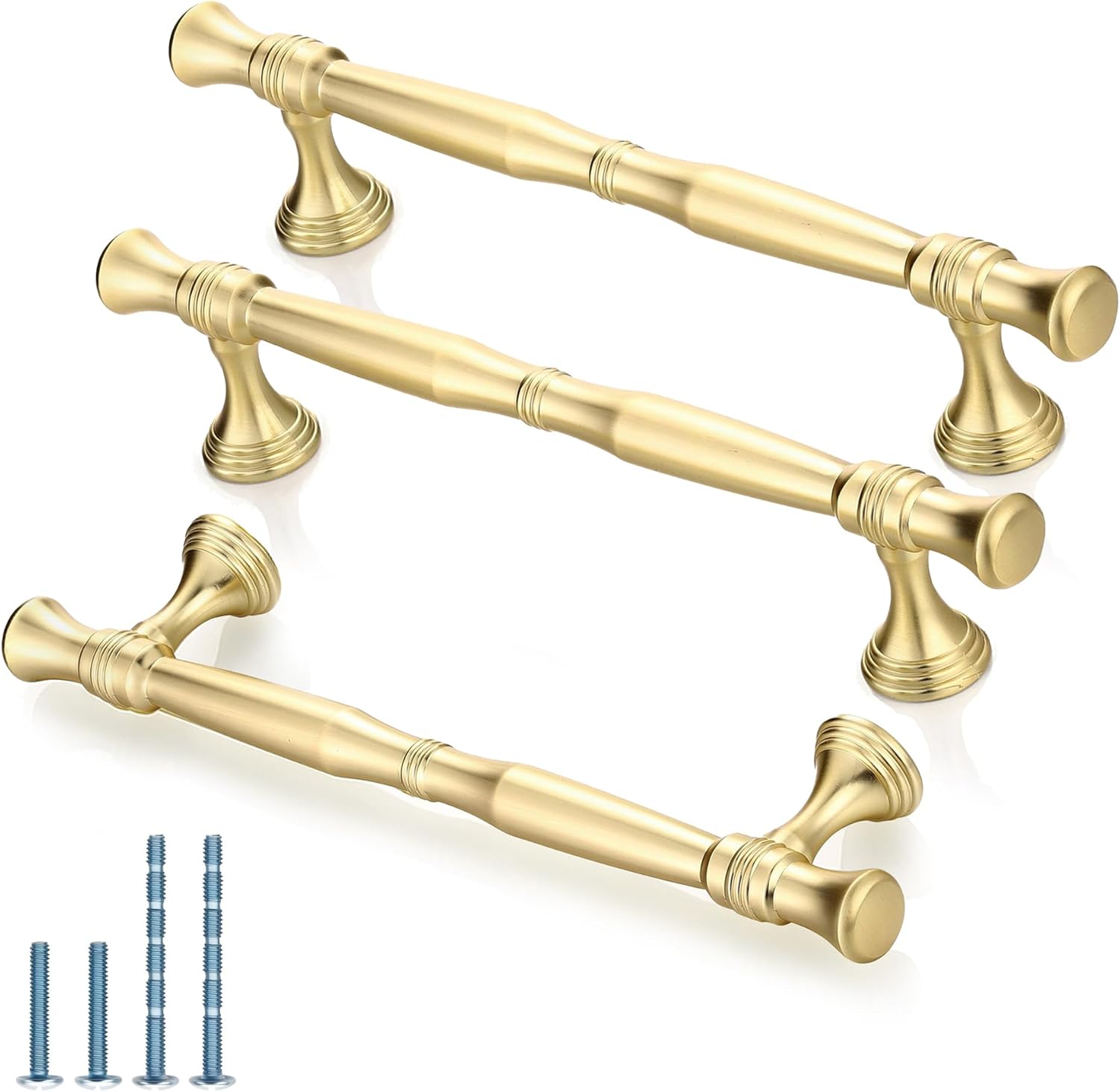 10-Pack 5 Inch Gold Bar Kitchen Cabinet Handles,Modern Cabinet Drawer Pulls and Knobs,Brushed Brass Pull Hardware for Dresser Handle Zinc Alloy