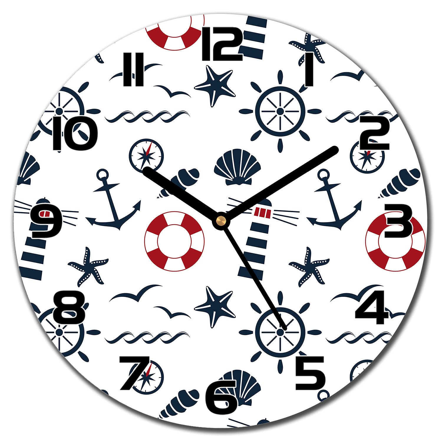 Horloge murale moderne ancres marins minimalistes en verre 30cm