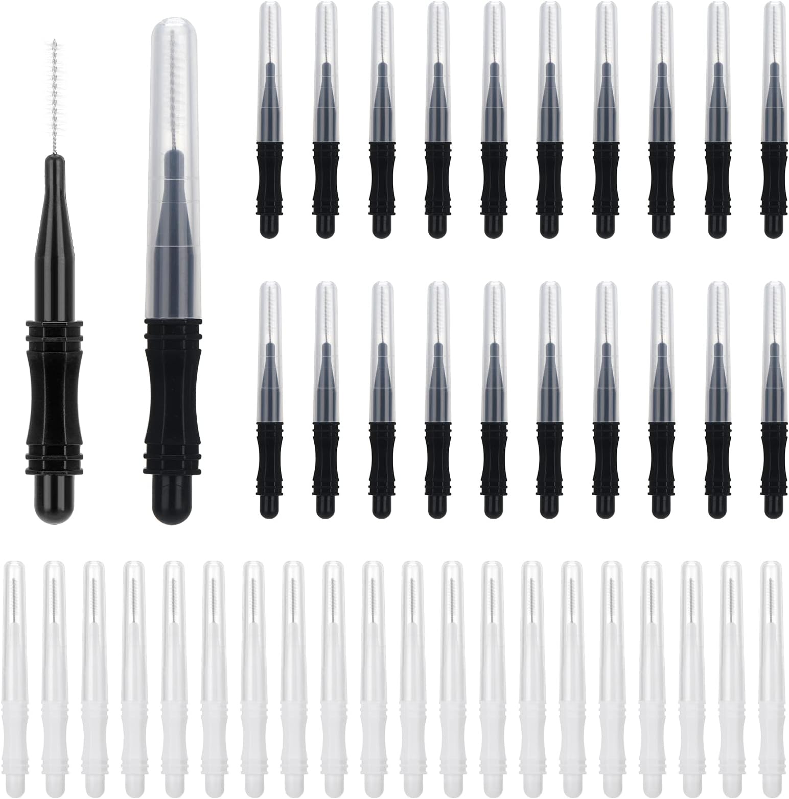 umorismo 40 Pcs Micro Eyebrow Brush with Cap, Brow Lamination Brush Eyelash Brush Eyebrow Spoolie Lash Lift Tools Lash Filler for Women Men Eyebrows and Eyelashes Extensions