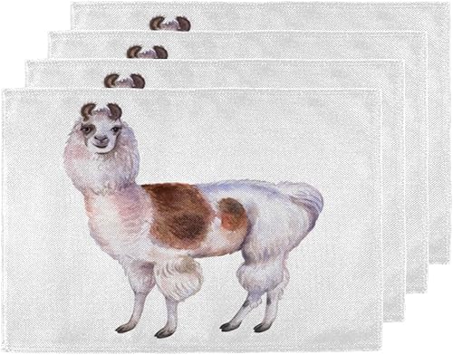 Llamas - Juego de 4 manteles individuales lavables, impermeables, para fiestas, hogar, comedor, decoración de mesa de 18 x 12 pulgadas