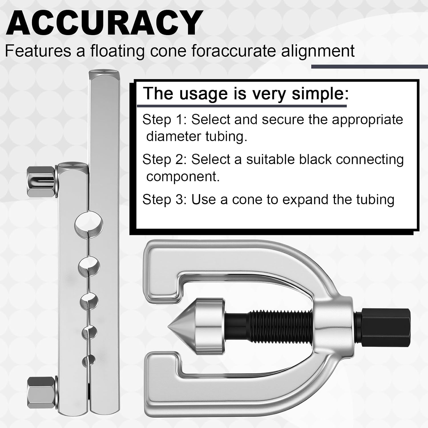 Sosation 45 Degree Flaring Tool for SAE Refrigeration HVAC Tubing Flaring Tool Kit Fittings 3/16'' - 1/2'' 45° Eccentric Single Flare Accessories for Brake Hydraulic Lines Copper Pipe Tube
