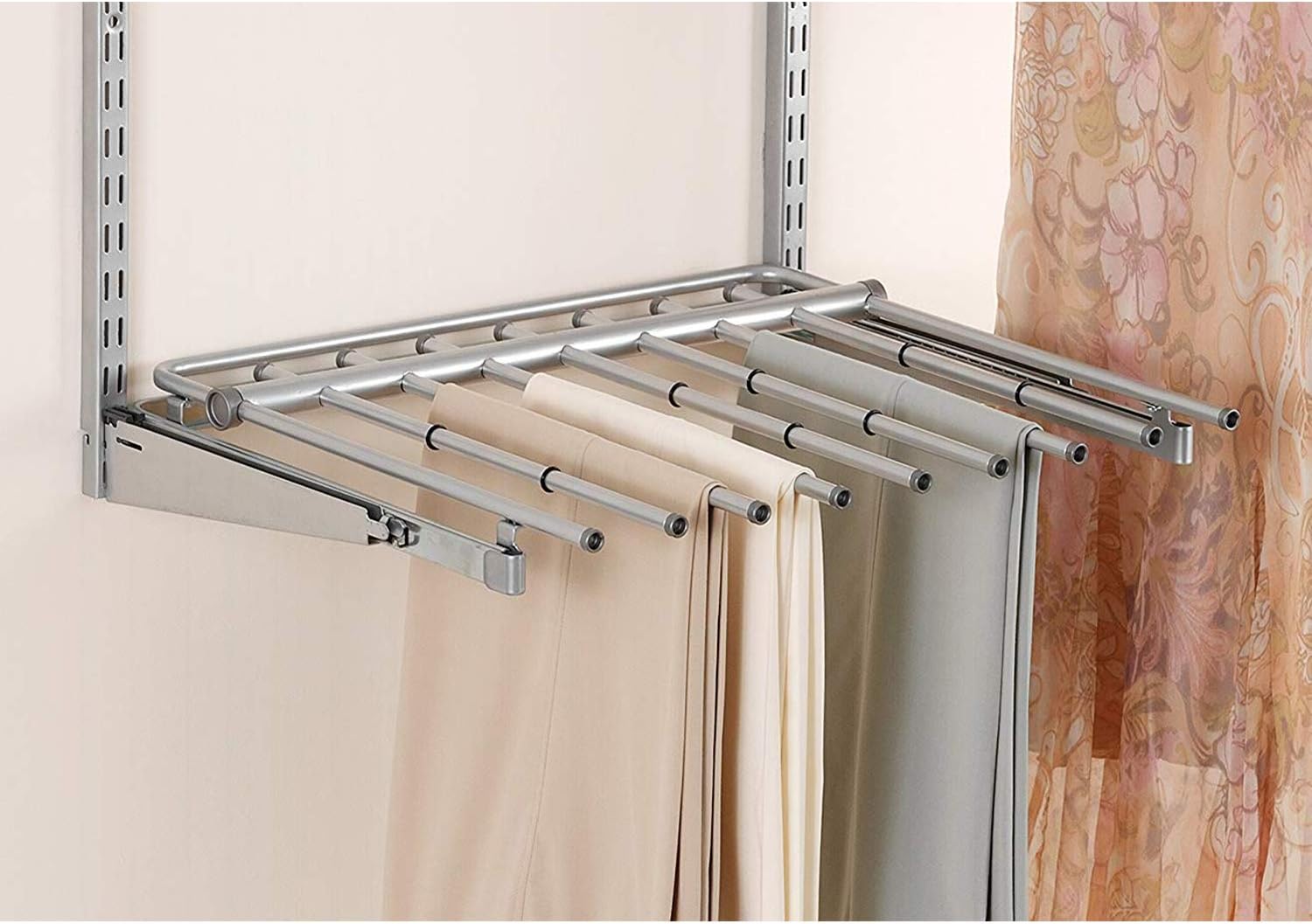 Rubbermaid Configurations Pants Rack Titanium Holds 7 Pairs of Pants Non-Slip Closet Organization and Storage