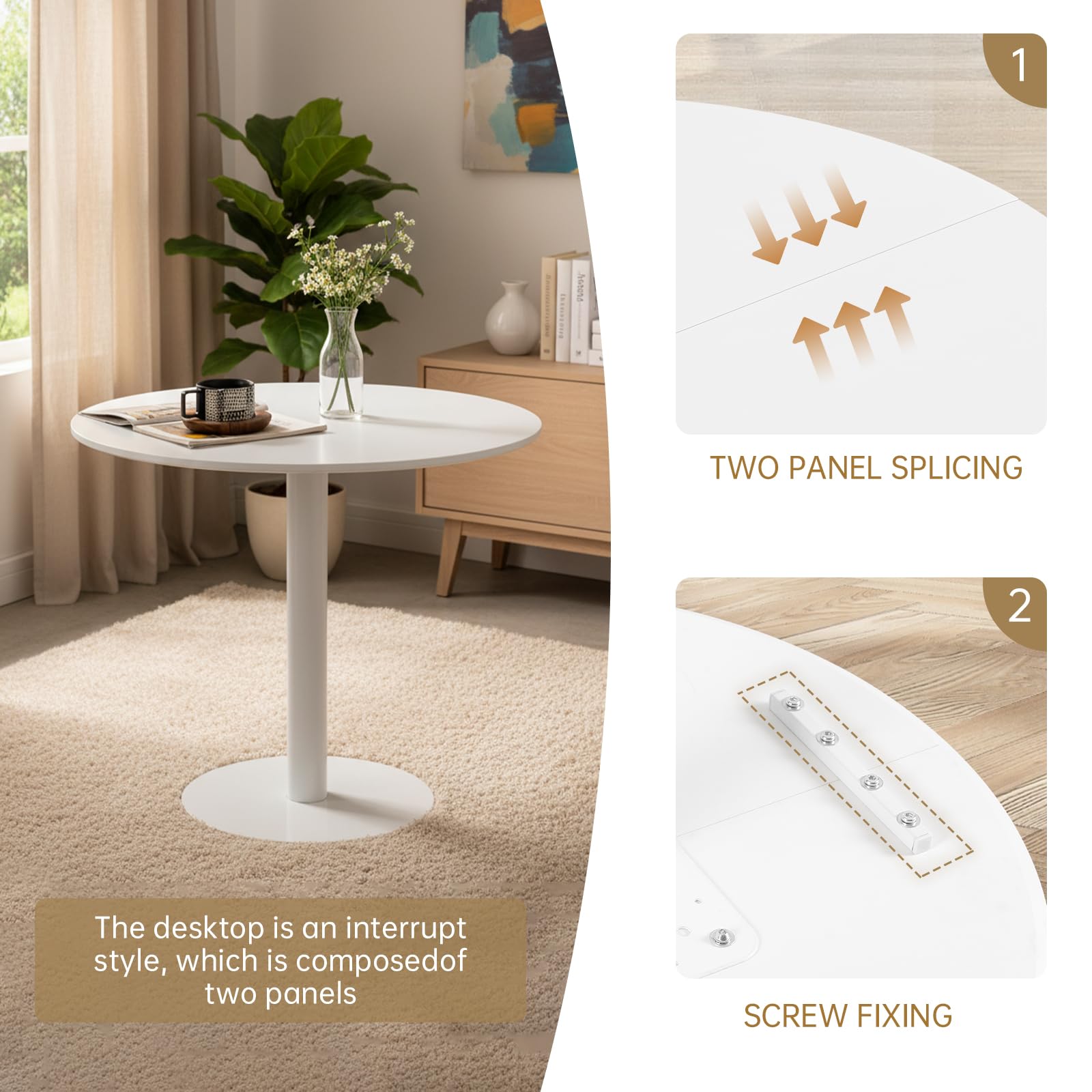 buybyroom Tavolo da Pranzo Rotondo Piccolo, Tavolo da Cucina, Tavolo da Bar, Tavolo Rotondo, 80 cm, Bianco