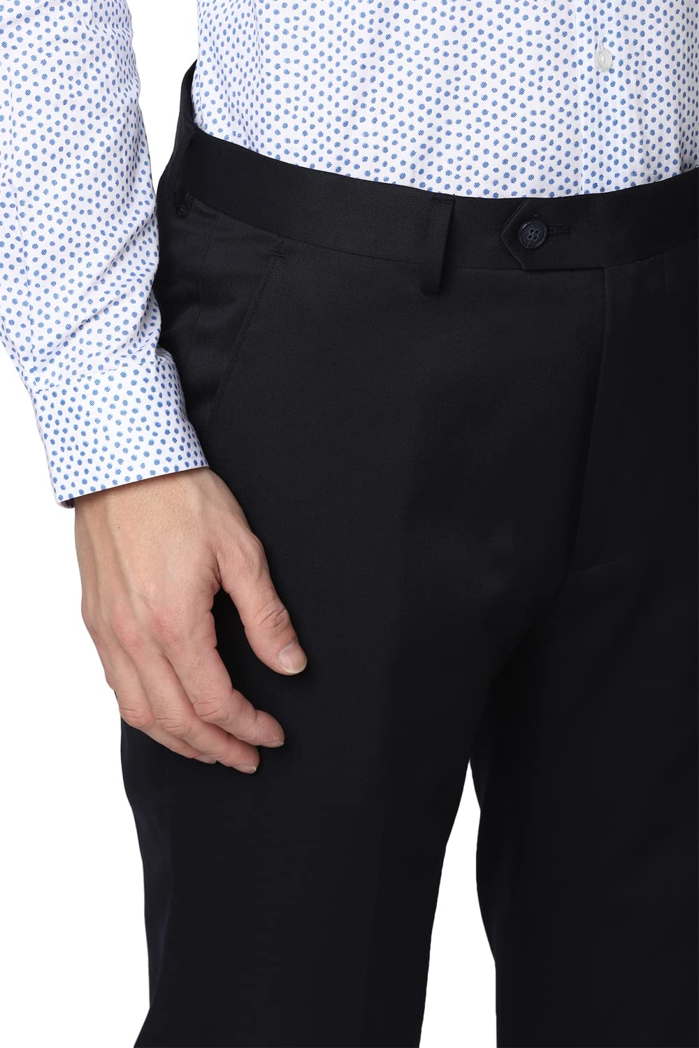 Peter England Men's Polyester Blend Regular Business Suit Pants Set (PESUOTLB719144_Blue_42) 4