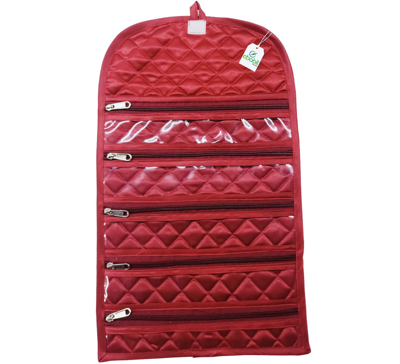 ababil Industries Satin Jewellery Organizer Payal Kit/Pouch, Wrist Watch/Chain/Bracelet/Vanity Bag Cover with Zip Travelling Organiser Foldable Pack of 1 Maroon (B0BVKCYBYL) Amazon Price History, Amazon Price Tracker