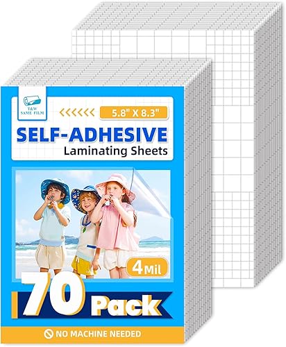Miniatura 15 de T&W SAME FILM Paquete de 30 hojas de laminación autoadhesivas, 4 mil, capacidad para papel laminado de 8.5 x 11 pulgadas, hojas de laminación de 9 x