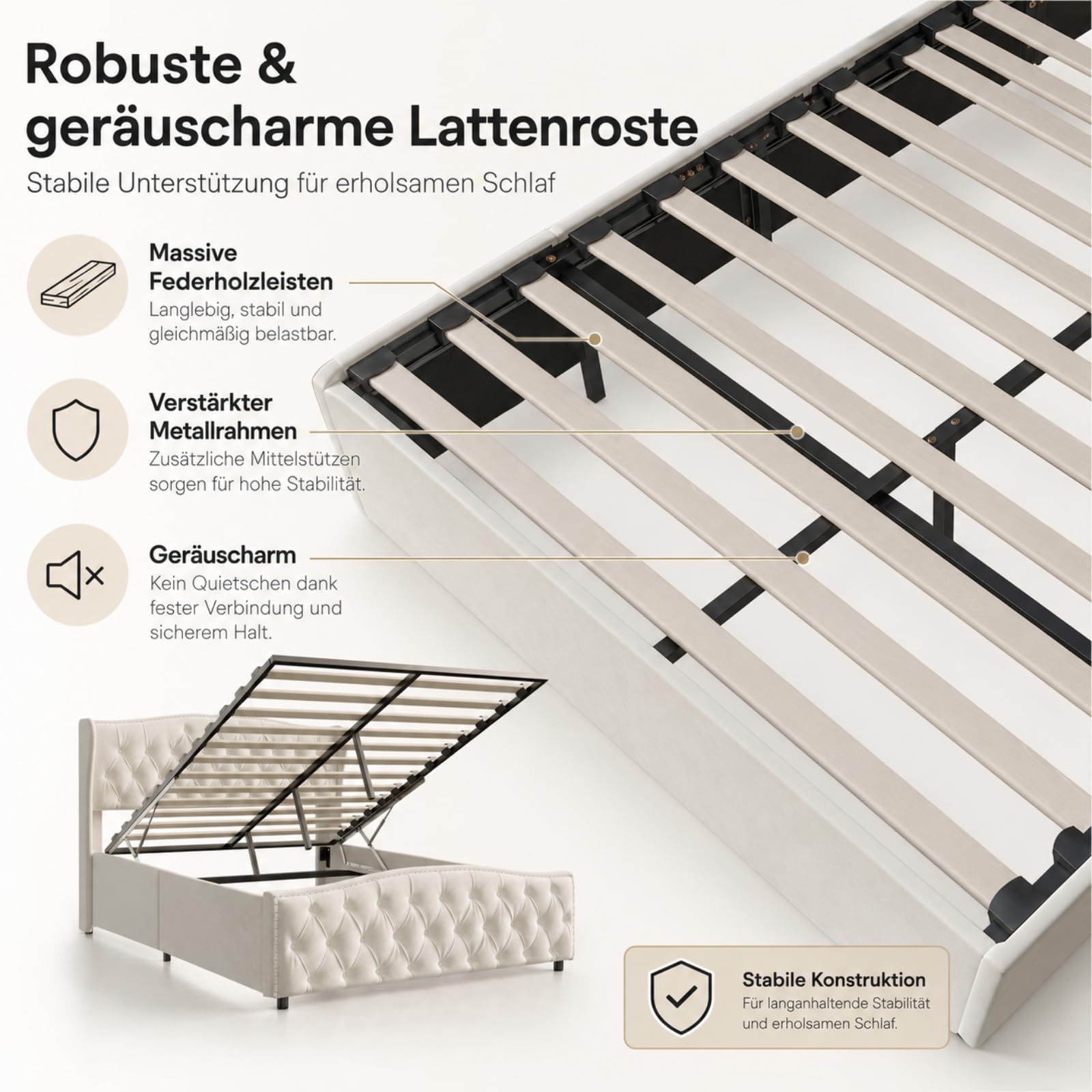Fofetbfo Cama tapizada de 160 x 200 cm, cama doble acolchada con cajón, cama doble con espacio de almacenamiento, cama de almacenamiento hidráulico con cabecero, cama funcional para adolescentes