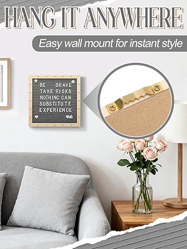 Miniatura 15 de Tablero de letras iluminado con luces LED, tablero de mensajes intercambiable de fieltro de 10 x 10 pulgadas con marco romántico, letras precortadas