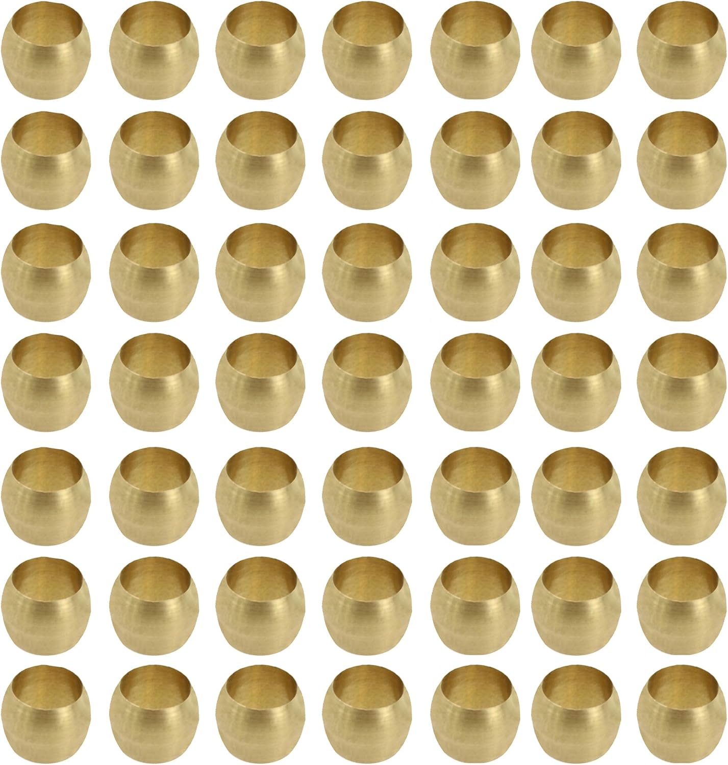 50PCS 1/8 Inch Brass Compression Sleeve Ferrules, Compression Ferrules Tube Fitting for Air, Fuel, Water, Oil Pipe