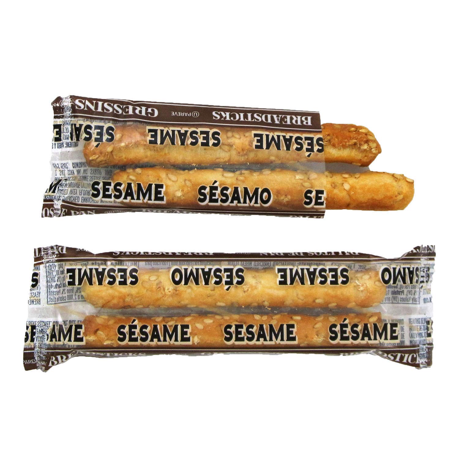Clown Global Brands Sesame Breadsticks 50 Count Case - Individually Wrapped 2-Packs, No Additives, Kosher, 30 Calorie Snacks