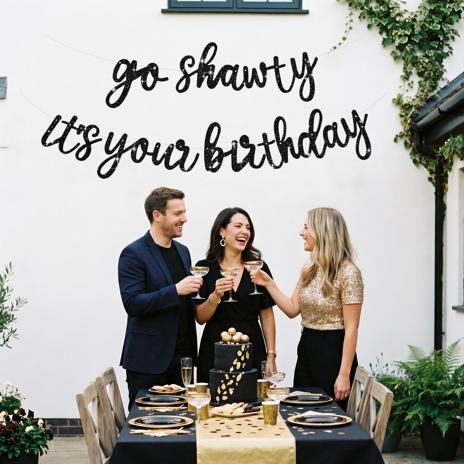 Glitter Birthday Banner - Pre-Strung & Easy Decor -5