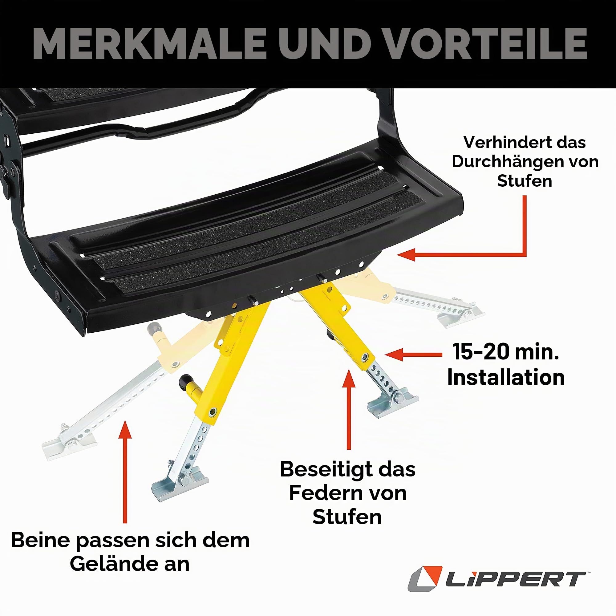 Lippert Solid Stance Stabilisierungskit für Wohnmobil-Treppen – für Fünftwheel, Reiseanhänger und Wohnmobile