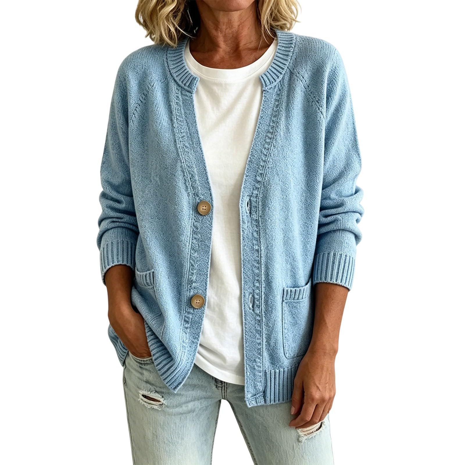Generico Maglia Elegante Donna Curvy Manica Lunga per Autunno Inverno