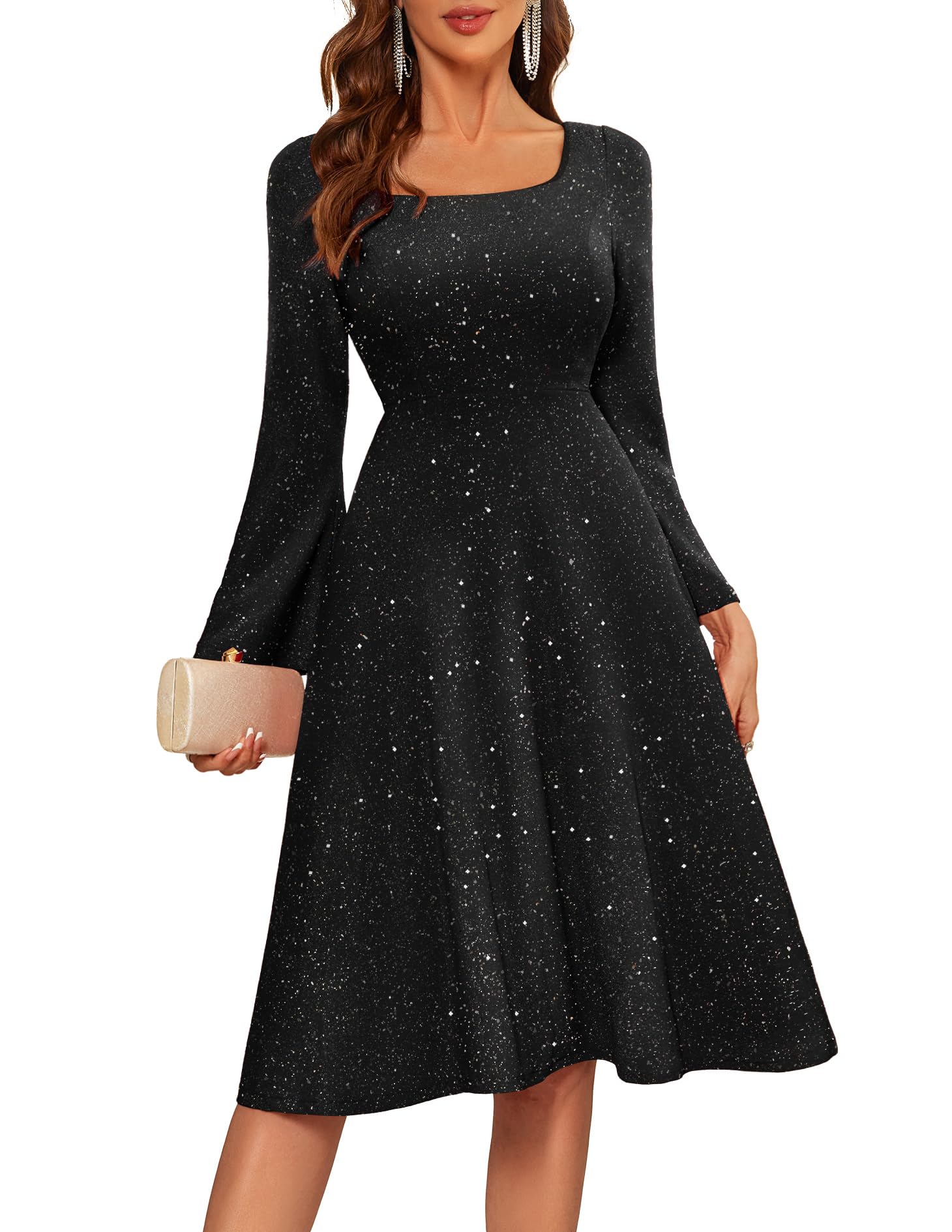 BeryLove Prom Dress for Teens: Sequin Formal Party Dress with Flutter Short Sleeves for Wedding & Cocktail Evening Events