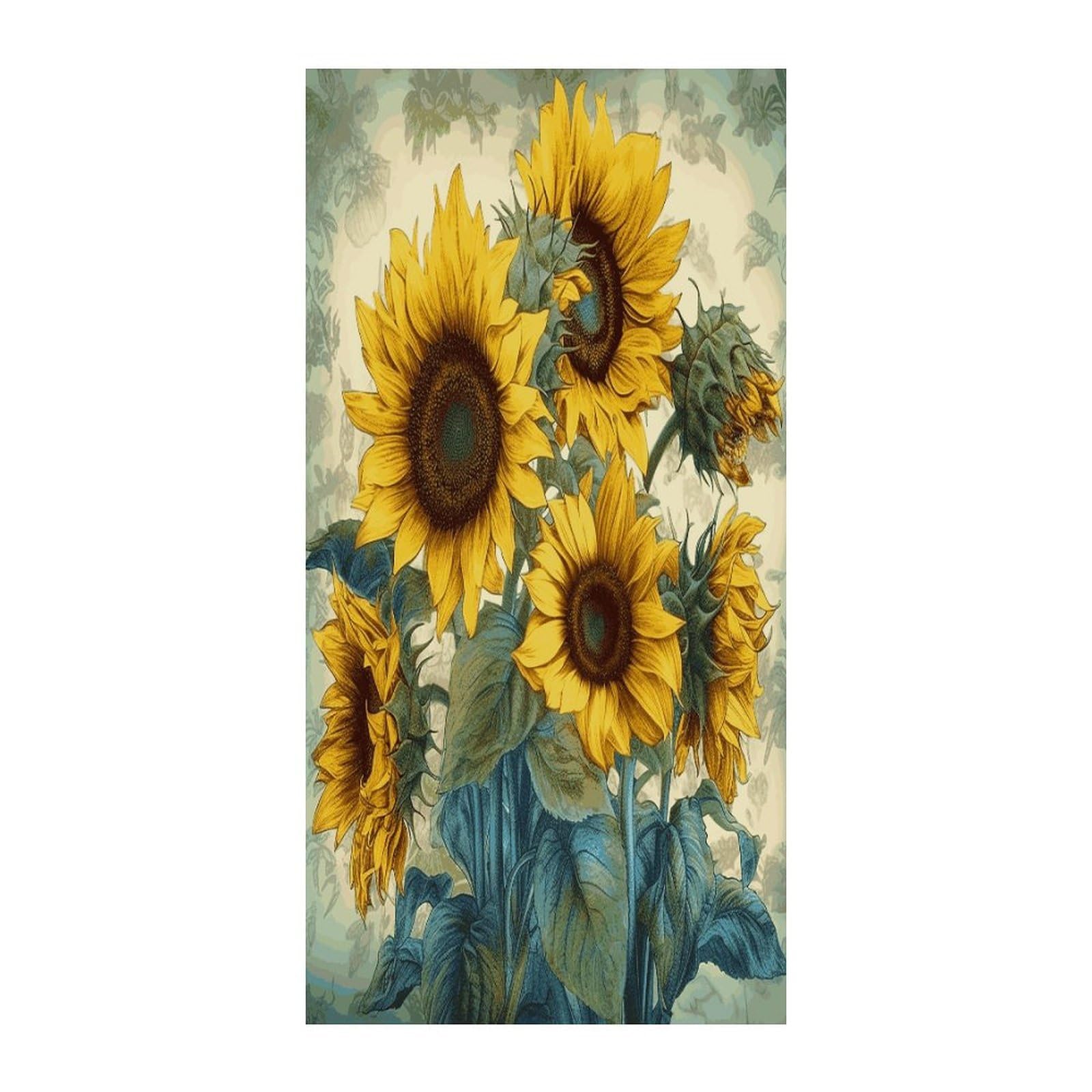Adfgyerh Style Sunflower Print Curtains，Polyester Blackout Extra Wide，Door Curtain， 35.4X 70.9 Inch For Temporary Room Dividers Bedroom Living Room，Room Darkening Curtains ，For Doorway Privacy For Wall Hanging Dec
