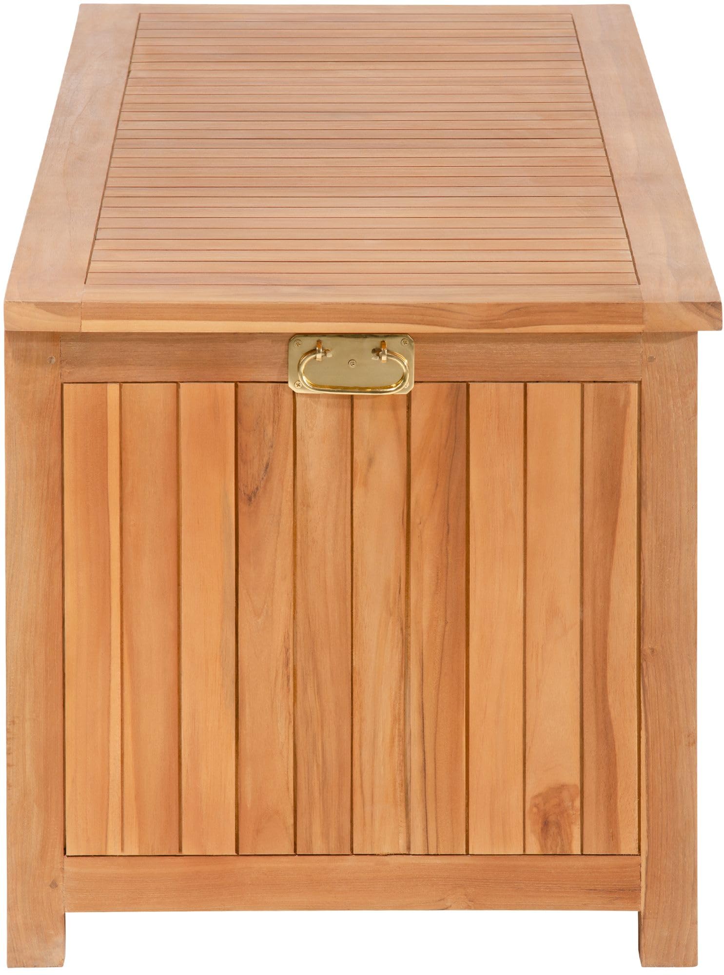 CLP Auflagenbox ODESSA aus Teakholz I Gartentruhe für Kissen und Auflagen I In verschiedenen Größen erhältlich, Farbe:teak, Größe:160 cm