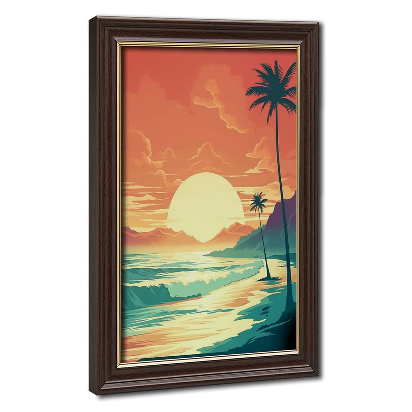AYINUER Tropical Sunset Beach Palm Trees Poster Canvas Poster
