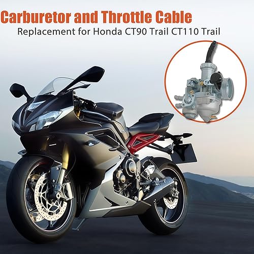 Miniatura 6 de labwork Reemplazo del cable del carburador y del acelerador y la barra de mango y filtro de aire para Honda CT90 Trail 1966-1979 CT110 Trail