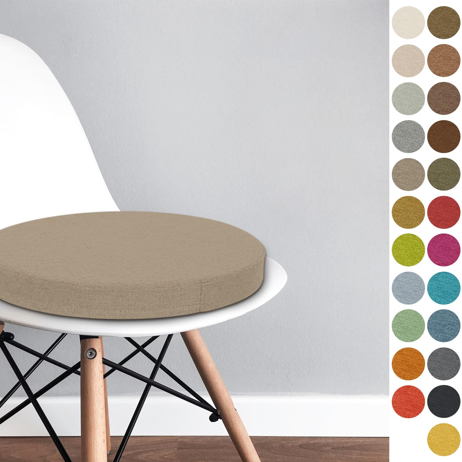 Round Chair Pad 40x40x8 CM Bistro Circular Chair Cushion Garden Kitchen Dining Chair Seat Cushion Memory Foam Chair Seat Pad,Color#6 light brown — image 1