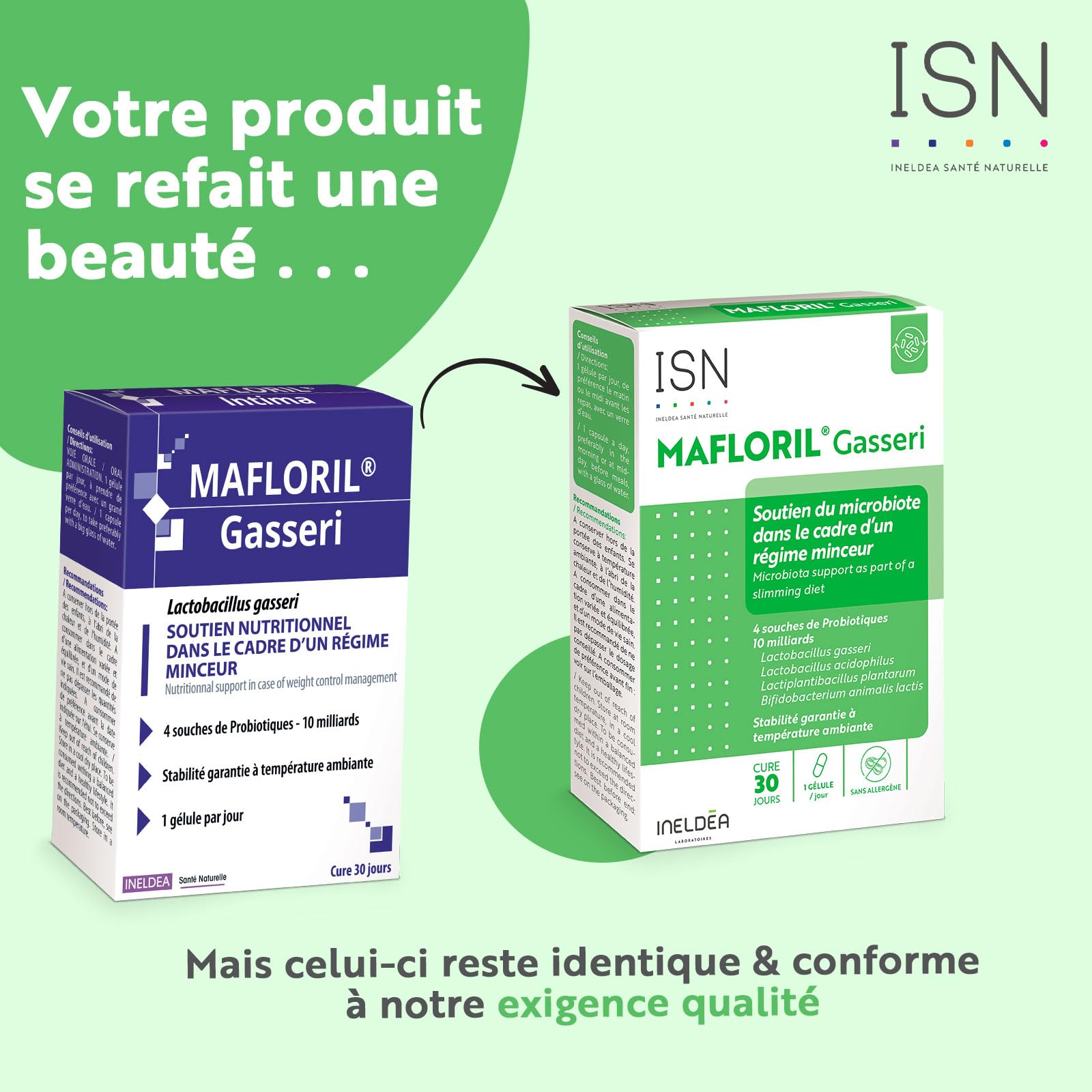 ISN - Protocole Minceur - Metaboslim® + Mafloril® Gasseri - Aide à rééquilibrer le microbiote - Aide à la perte de poids - Actif breveté
