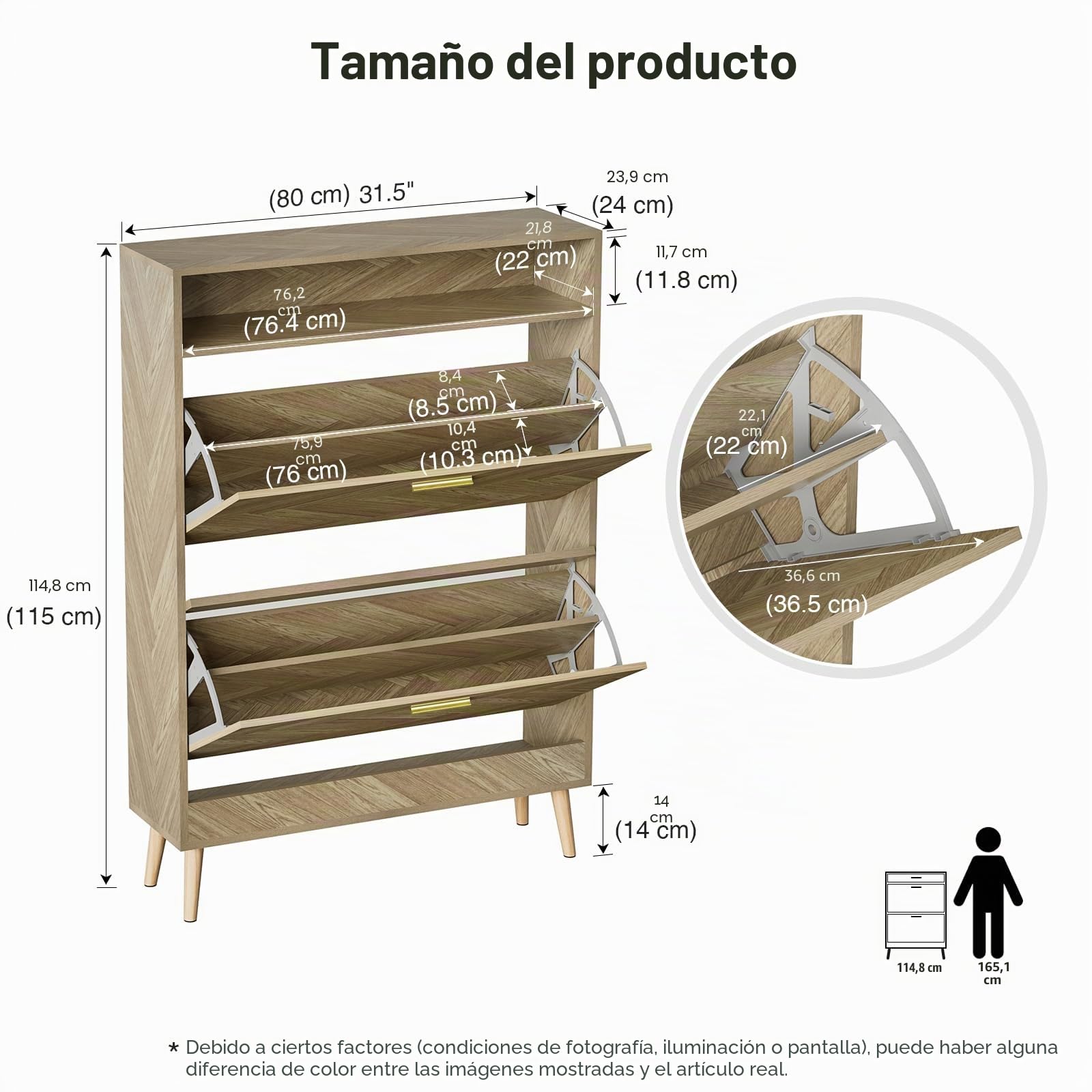 Zapatero Estrecho con 2 Puertas, Zapatero Recibidor para 12 Pares, Armario Zapateros de Madera para Pasillo y Sala de Estar, 80 x 24 x 115 cm