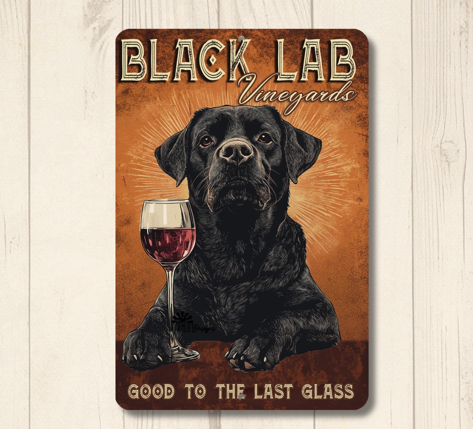 Black Lab Wine Bar Sign wall art decor funny metal labrador retriever tin dog home decor