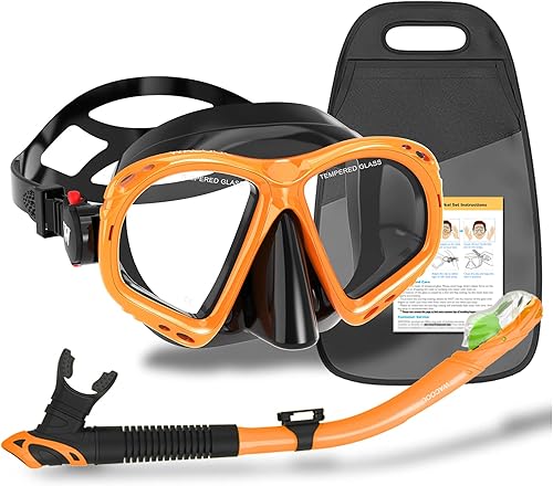WACOOL Conjunto de paquete de buceo profesional para adultos y adolescentes, equipo de buceo, vidrio recubierto antivaho con válvula de purga de