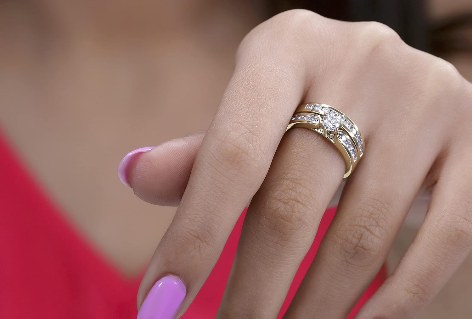 Dazzlingrock Collection 1.15 Cttw DGLA Certified Round Lab Grown White Diamond Womens Solitaire Accent Vintage Bridal wedding Ring Set (Center Stone 0.50 Carat), Available in 10K/14K/18K Solid Gold - Image 2